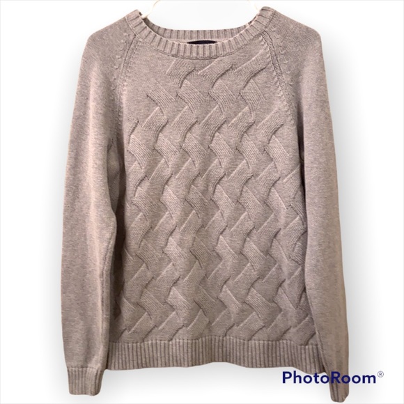 #20 Lands’ End Drifter Sweater Grey Weave Knit WM SZ XL (18) NICE!🥰 - Picture 1 of 11